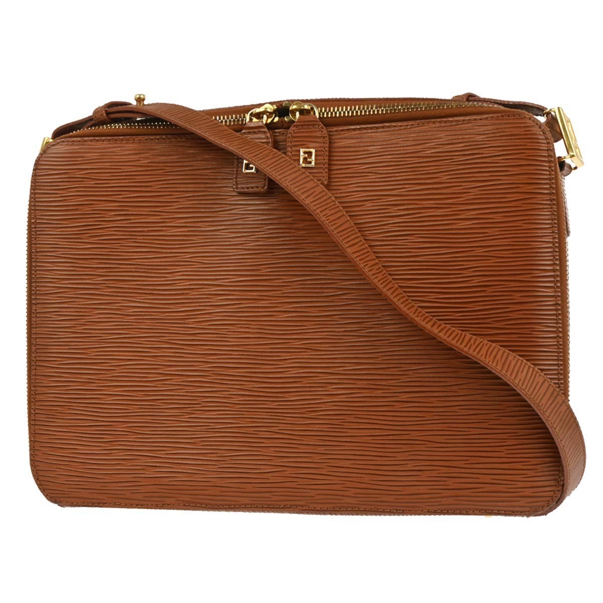 Fendi Vintage Shoulder Bag Leather Brown Leather Shoulder Bag Bag (Pre-Owned)