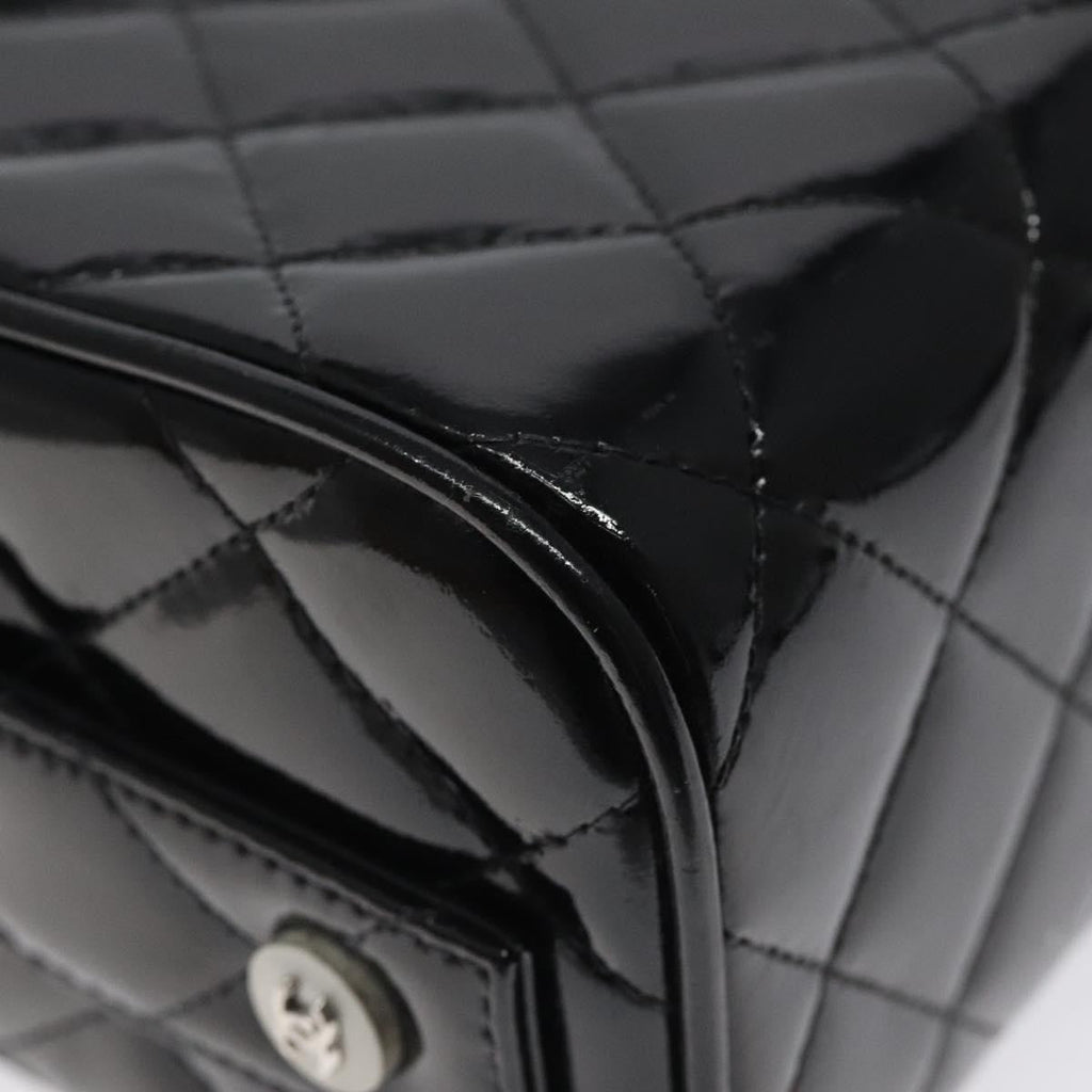 Chanel Vintage Metal Box Bag Quilted Patent Black Patent_Leather Handbag (Pre-Owned)