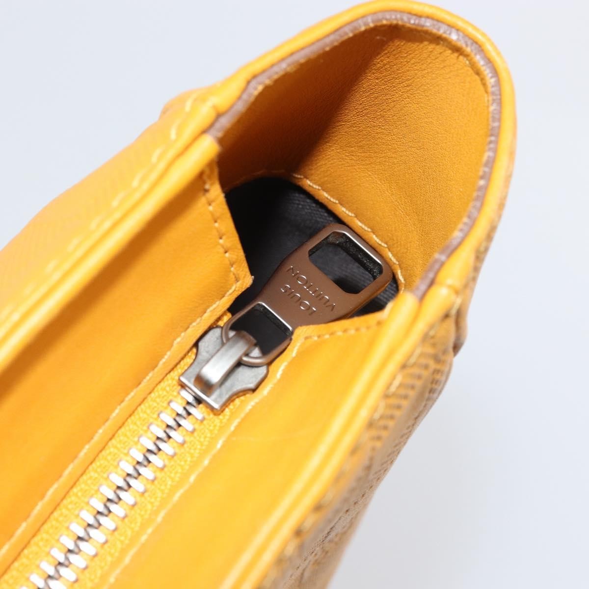 Louis Vuitton Tadao Handbag Damier Infini Leather Yellow Leather Handbag (Pre-Owned)