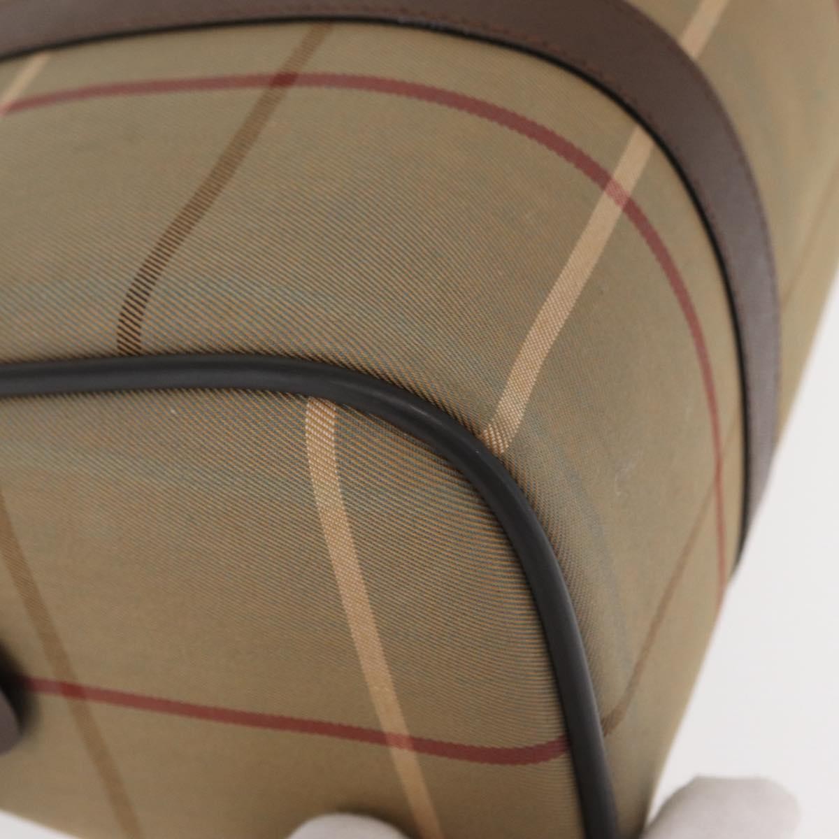 Burberry Nova Check Boston Bag Canvas Beige Canvas Handbag (Pre-Owned)