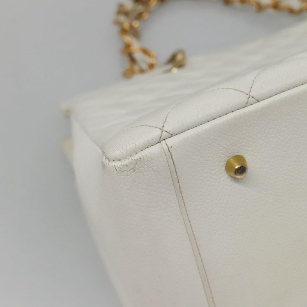 Chanel Vintage Grand Shopping Tote Quilted Caviar White Leather Bag (Pre-Owned)