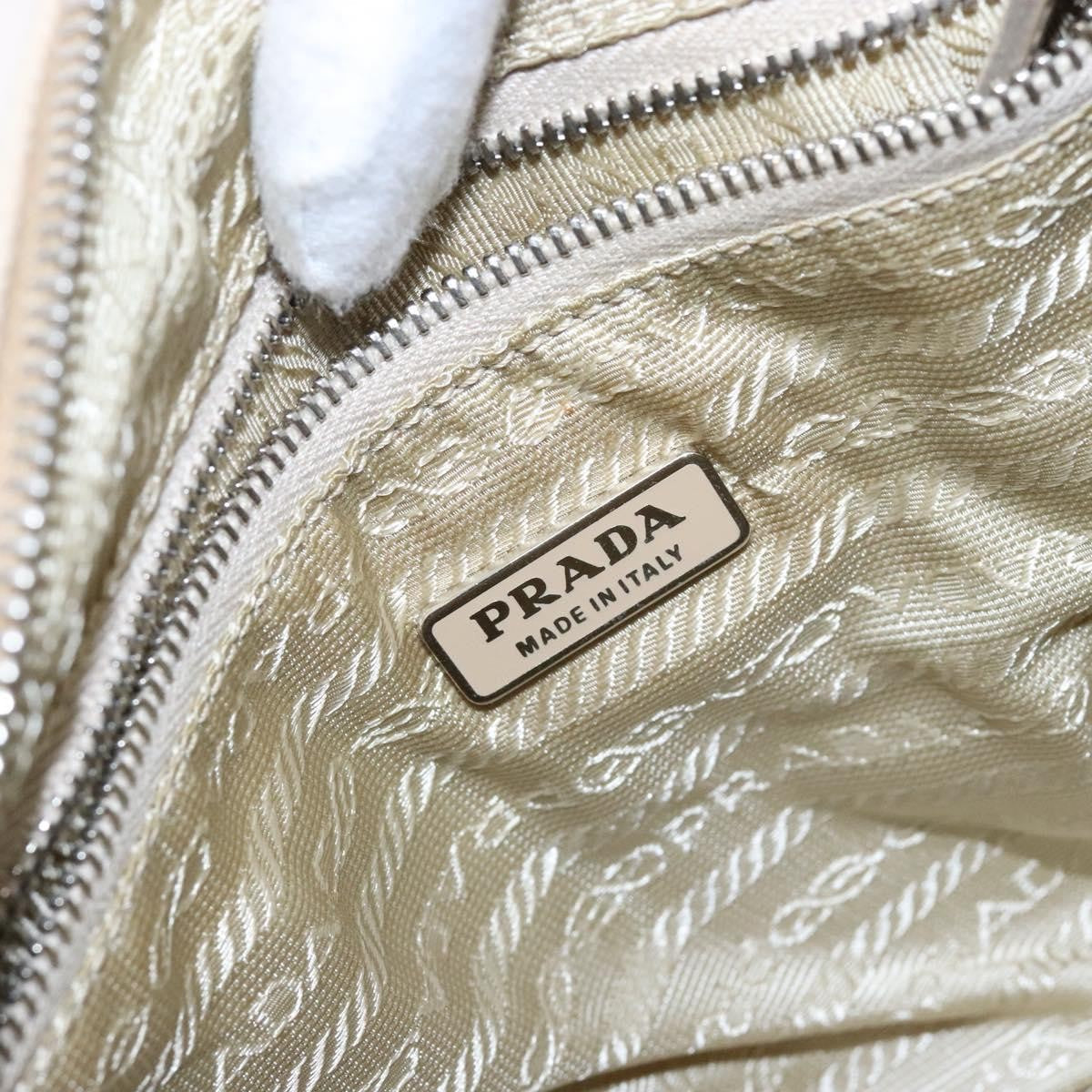 Prada Bauletto Bag Canvas With Leather Beige Canvas Bag (Pre-Owned)
