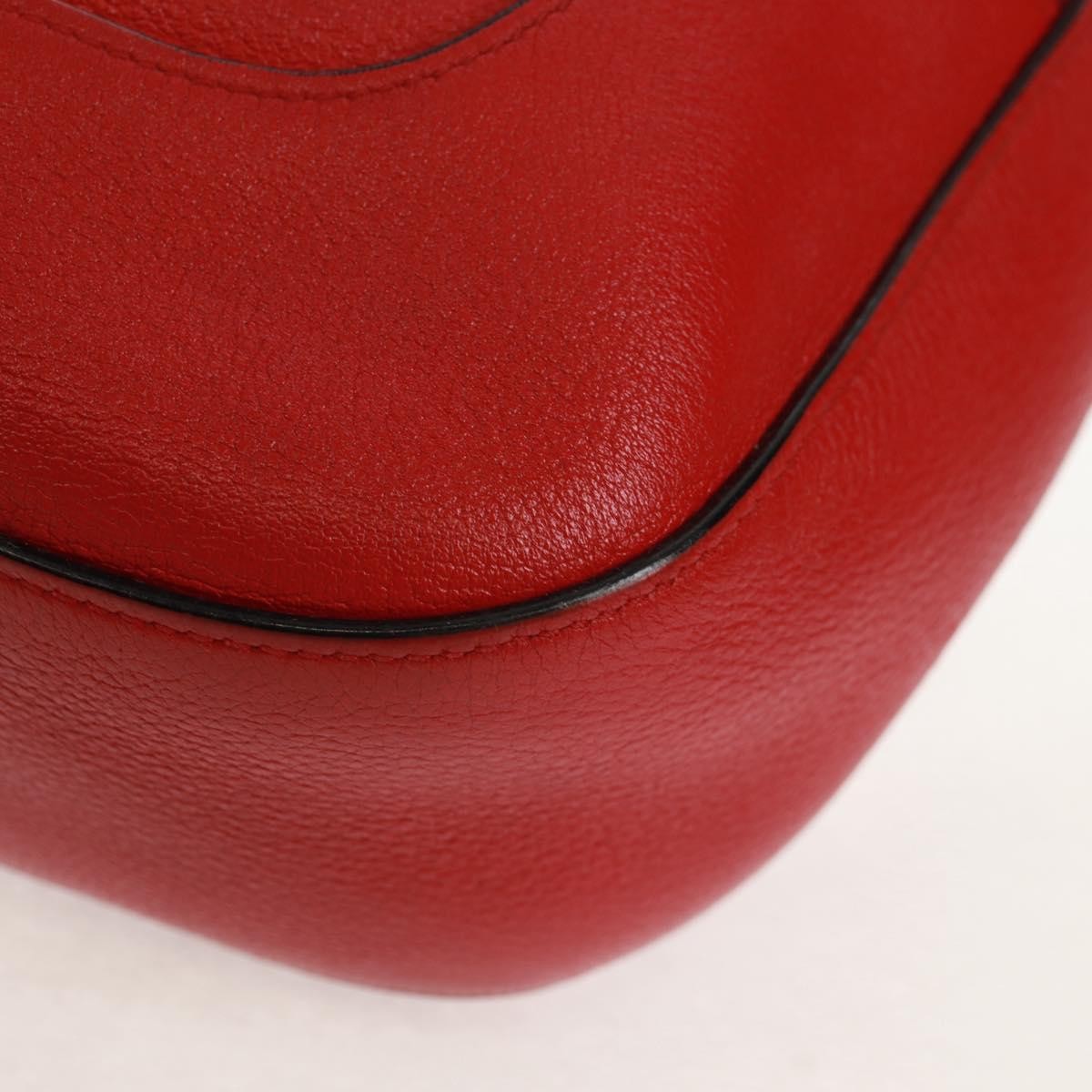 Prada Striped Strap Zip Hobo Vitello Daino Red Leather Shoulder Bag Bag (Pre-Owned)