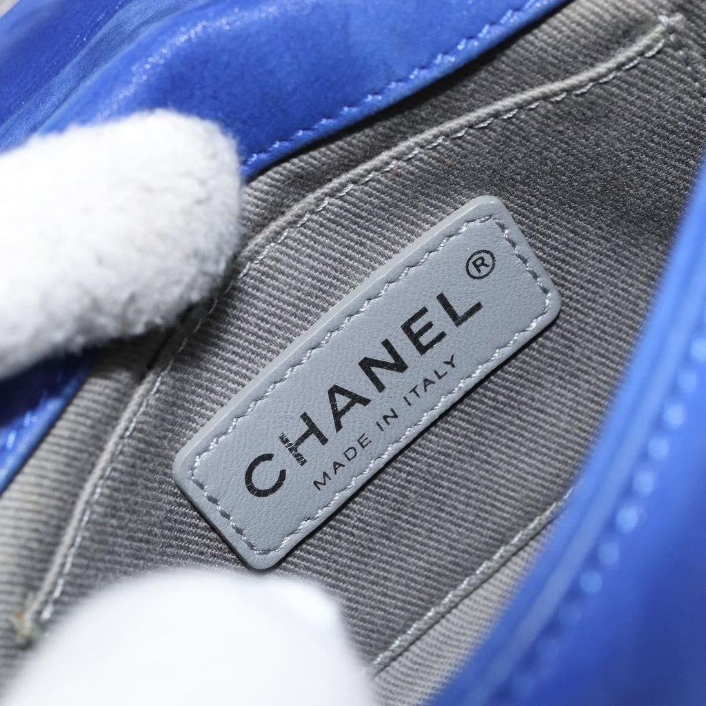 Chanel Diamond Stitch Chain Flap Bag Quilted Iridescent Calfskin Blue Leather Shoulder Bag Bag (Pre-Owned)