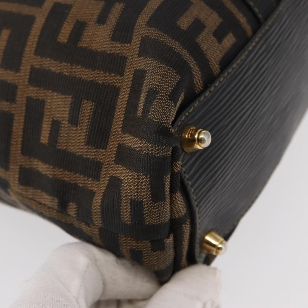 Fendi Zucca Tote Bag Canvas Black Canvas Tote Bag Bag (Pre-Owned)
