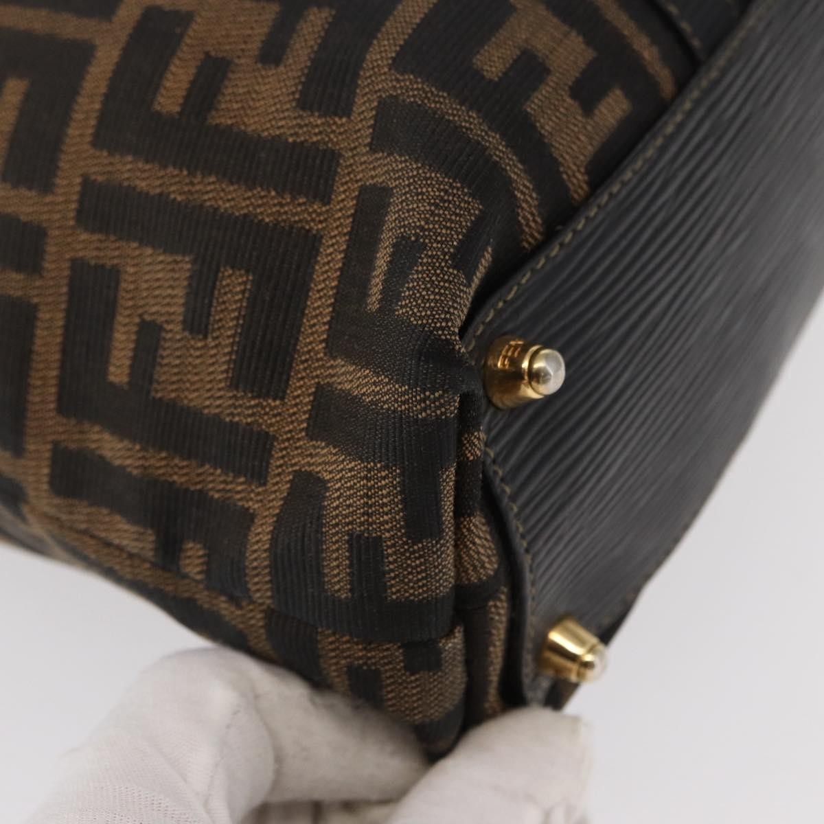 Fendi Zucca Tote Bag Canvas Black Canvas Tote Bag Bag (Pre-Owned)