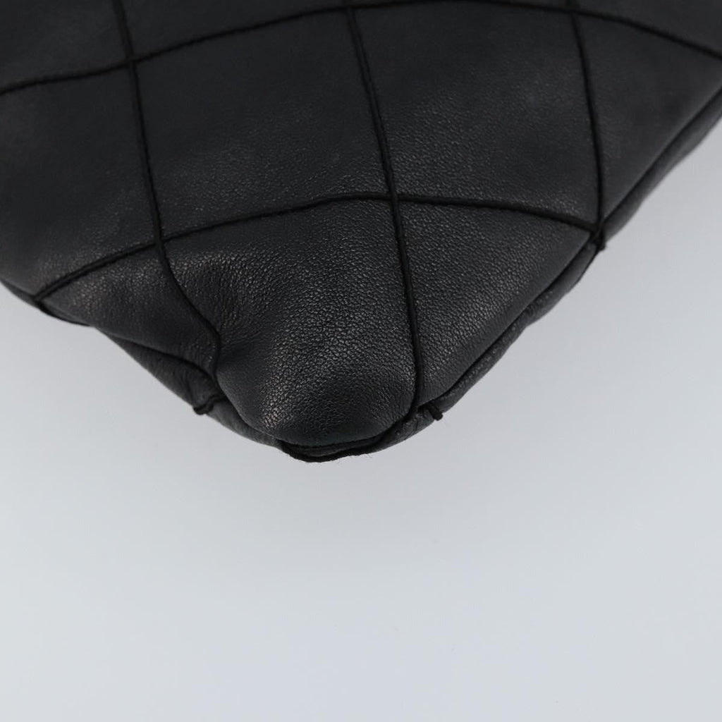 Chanel Vintage Shoulder Bag Leather Black Leather Shoulder Bag Bag (Pre-Owned)
