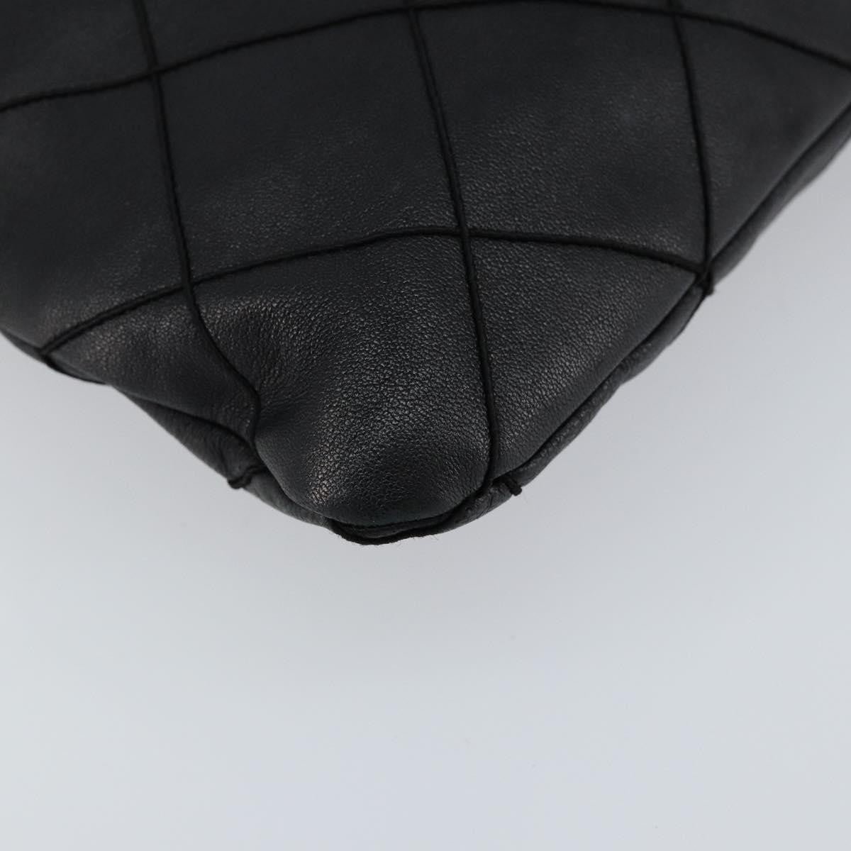 Chanel Vintage Shoulder Bag Leather Black Leather Shoulder Bag Bag (Pre-Owned)