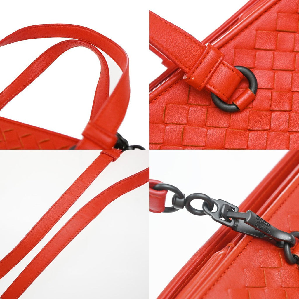 Bottega Veneta 2-Pocket Convertible Tote Intrecciato Nappa Red Leather Tote Bag Bag (Pre-Owned)