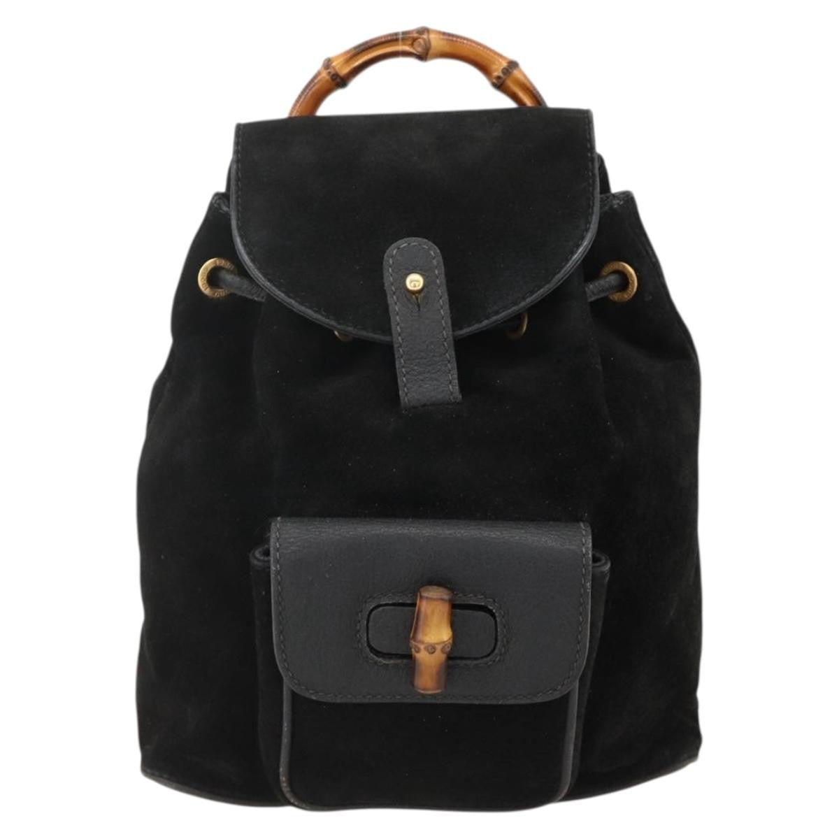 Gucci Gucci Bamboo Backpack Daim Black Denim_Jeans Backpack Bag (Pre-Owned)