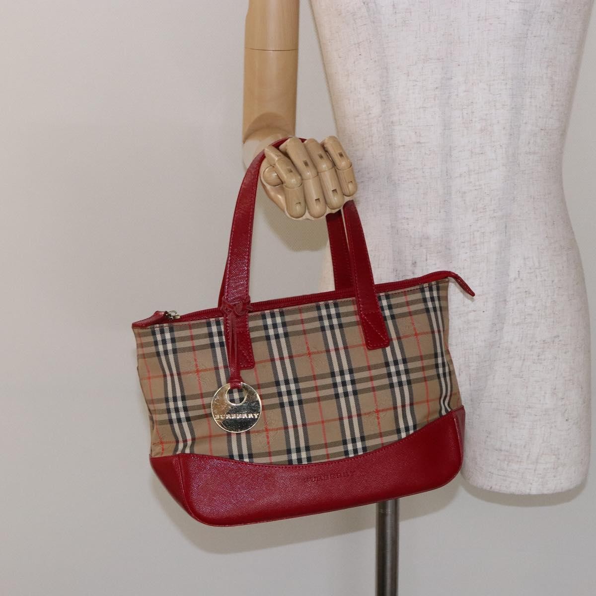 Burberry Nova Check Handbag Nova Check Canvas Beige Canvas Handbag (Pre-Owned)
