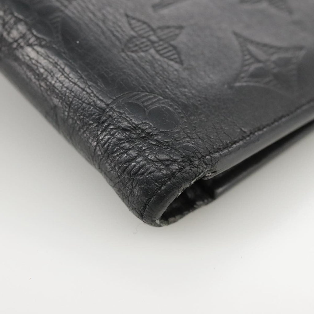 Louis Vuitton Brazza Long Bifold Wallet Monogram Shadow Black Leather Wallets Accessory (Pre-Owned)