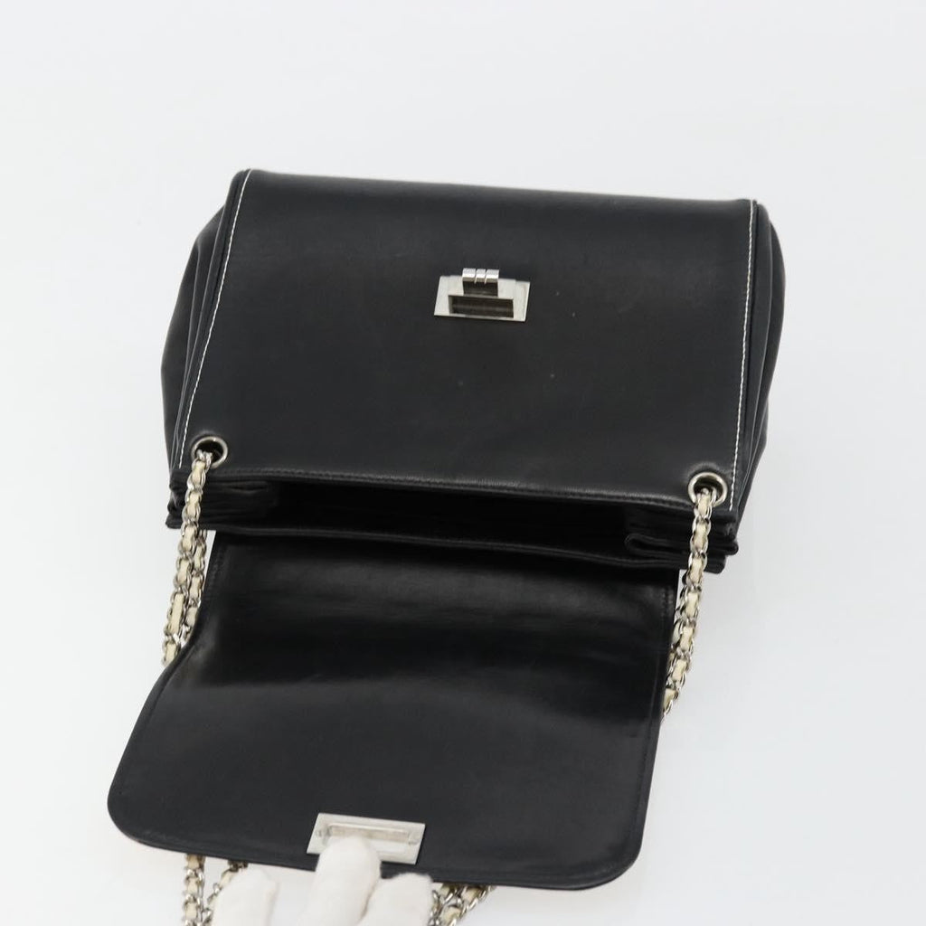 Chanel Chocolate Bar Accordion Reissue Flap Bag Quilted Lambskin Black Leather Handbag (Pre-Owned)
