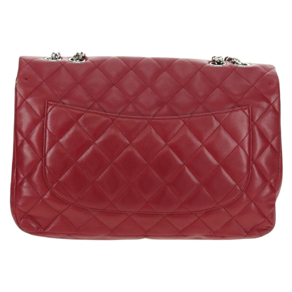 Chanel Classic Single Flap Bag Quilted Lambskin Red Leather Shoulder Bag Bag (Pre-Owned)