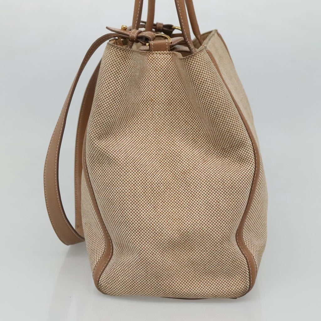 Fendi 2Jours Bag Canvas Beige Canvas Tote Bag Bag (Pre-Owned)