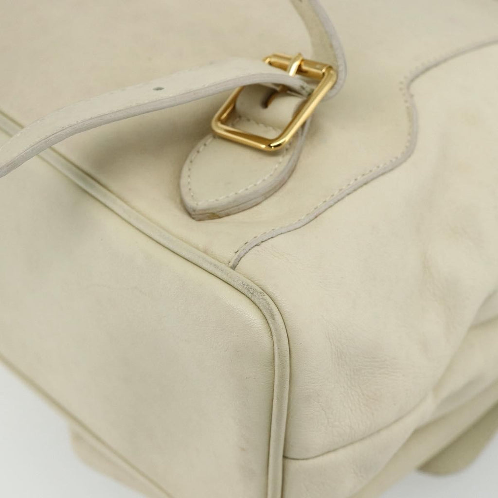 Gucci Vintage Bamboo Backpack Leather White Leather Backpack Bag (Pre-Owned)