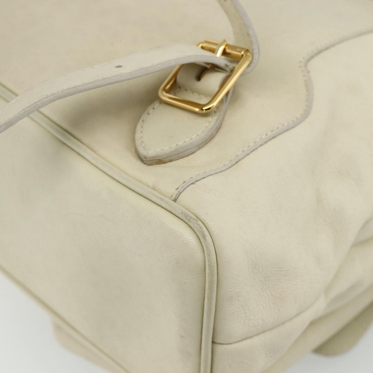 Gucci Vintage Bamboo Backpack Leather White Leather Backpack Bag (Pre-Owned)