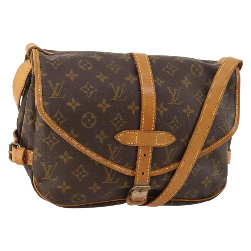 Louis Vuitton Saumur Handbag Monogram Canvas Brown Canvas Shoulder Bag Bag (Pre-Owned)