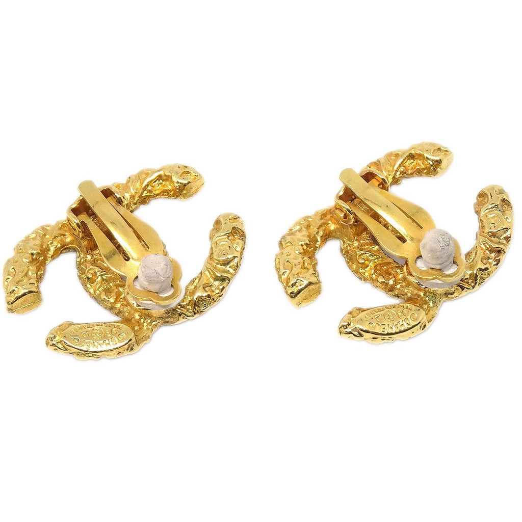 Chanel Cc Clip On Earrings Metal Gold Gold_Plated Earrings Jewelry (Pre-Owned)
