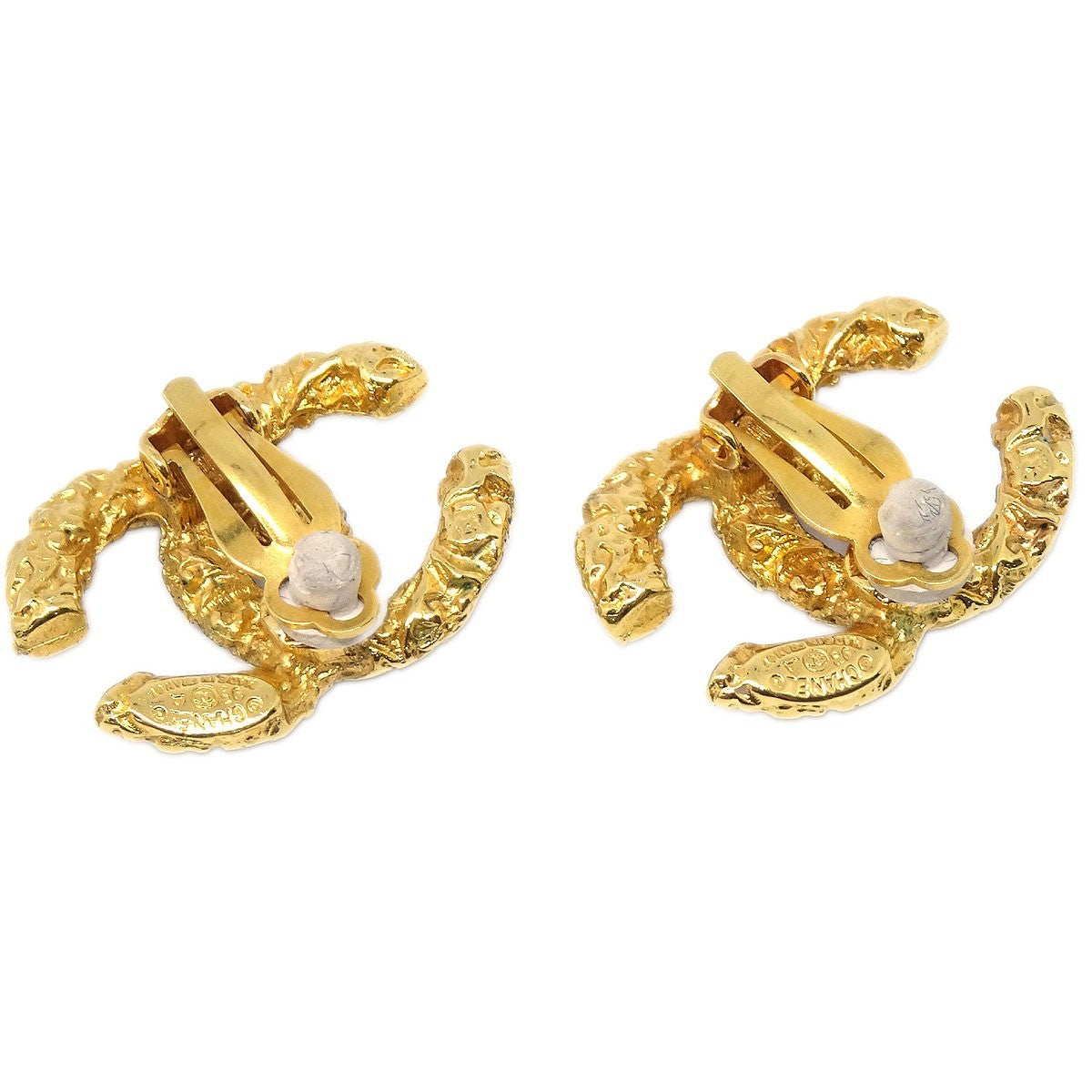 Chanel Cc Clip On Earrings Metal Gold Gold_Plated Earrings Jewelry (Pre-Owned)