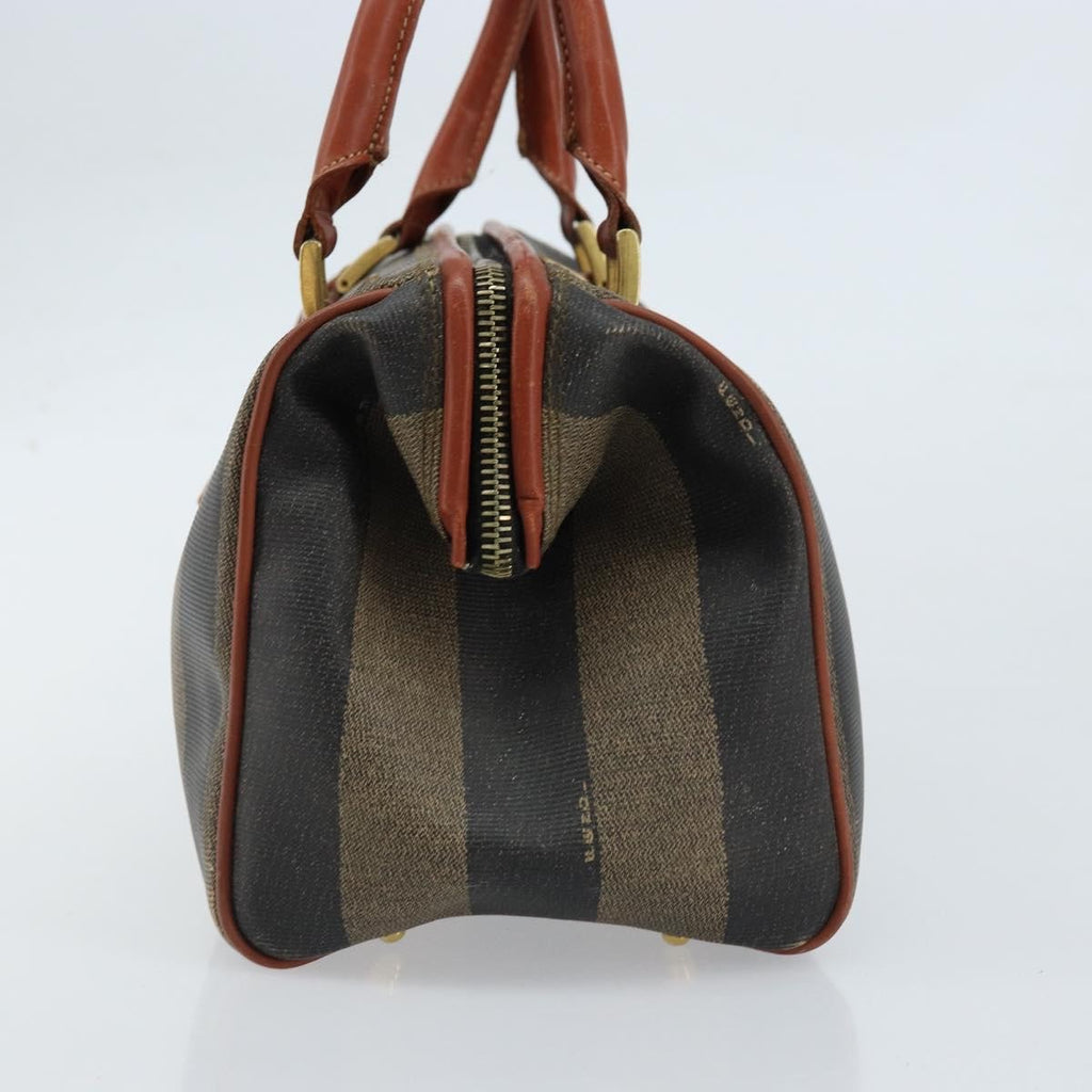 Fendi Vintage Pequin Convertible Boston Bag Coated Canvas Brown Canvas Handbag (Pre-Owned)