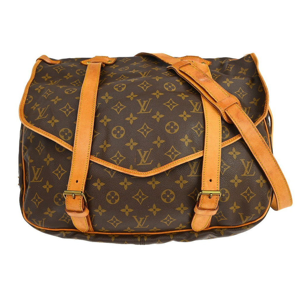 Louis Vuitton Saumur Handbag Monogram Canvas Brown Canvas Shoulder Bag Bag (Pre-Owned)