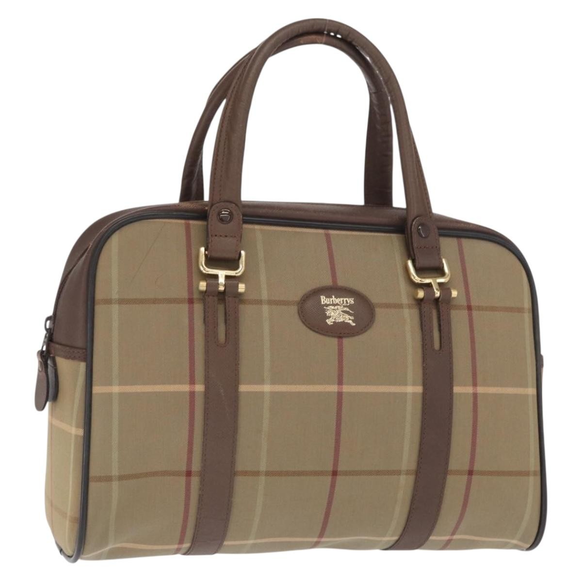 Burberry Nova Handbag Canvas Khaki Canvas Handbag (Pre-Owned)