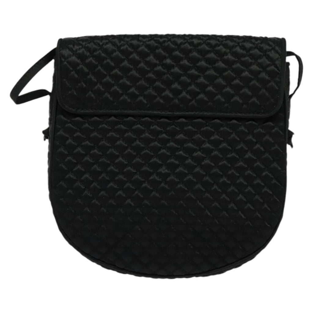 Bottega Veneta Intrecciato Clutch Bag Calfskin Black Satin Shoulder Bag Bag (Pre-Owned)