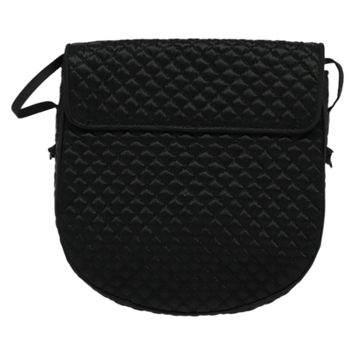 Bottega Veneta Intrecciato Clutch Bag Calfskin Black Satin Shoulder Bag Bag (Pre-Owned)