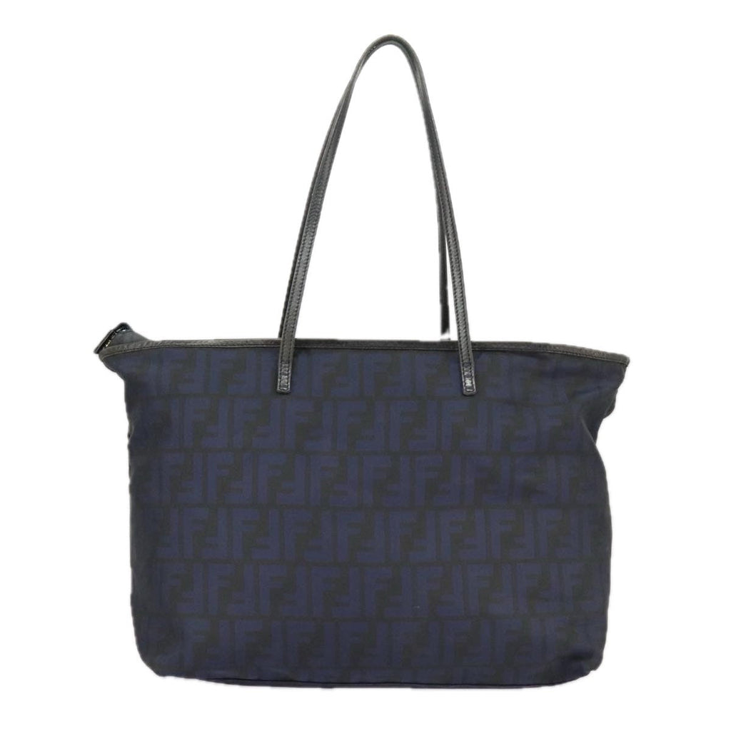Fendi Zucca Tote Bag Ff Motif Navy Canvas Tote Bag Bag (Pre-Owned)