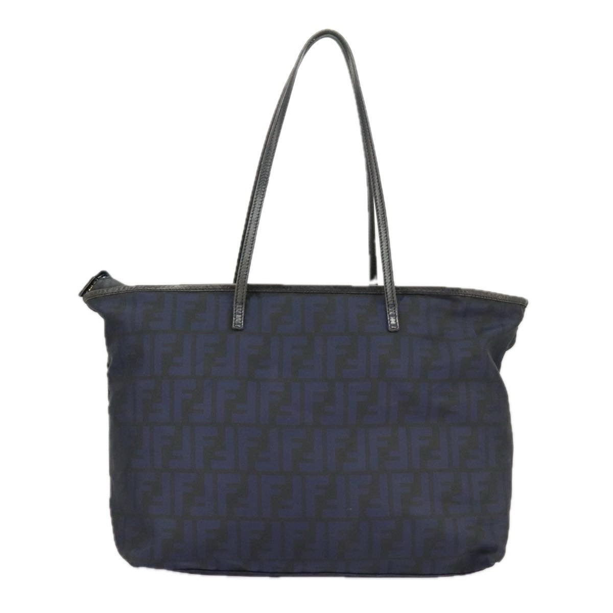 Fendi Zucca Tote Bag Ff Motif Navy Canvas Tote Bag Bag (Pre-Owned)