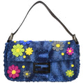 Fendi Baguette Bag Patent Blue Felt,Leather Handbag (Pre-Owned)