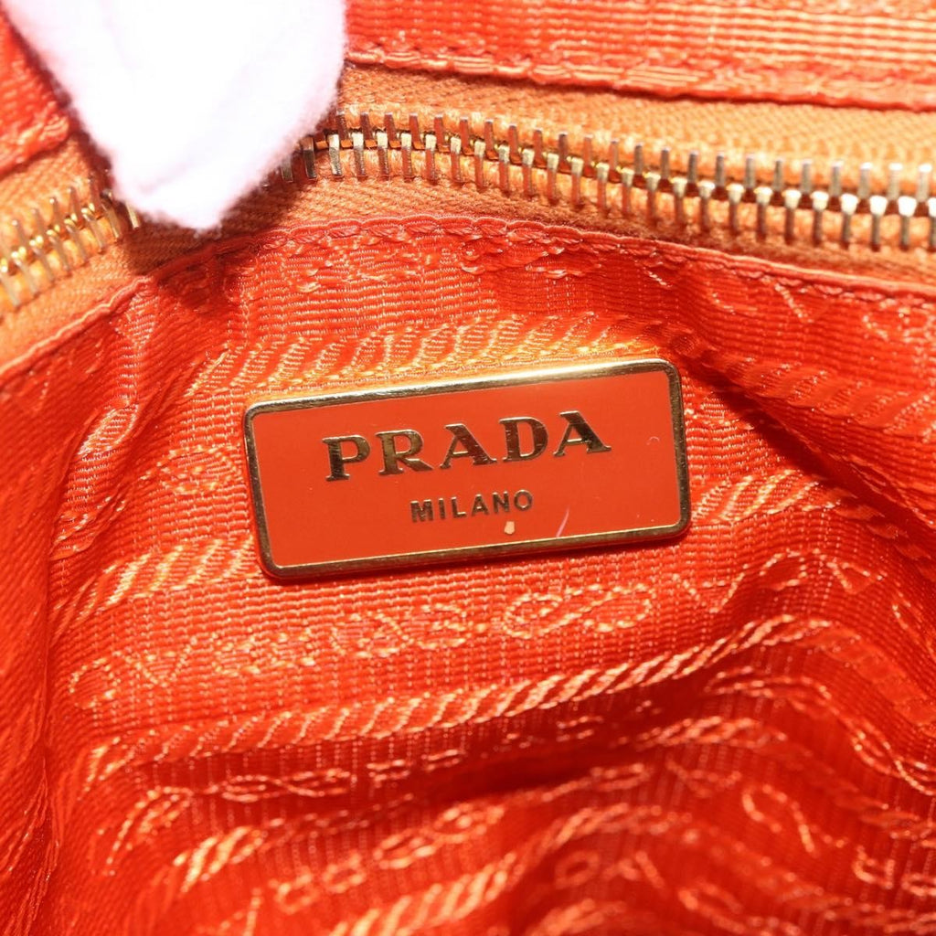 Prada Convertible Flap Tote Tessuto And Saffiano Leather Orange Nylon Tote Bag Bag (Pre-Owned)