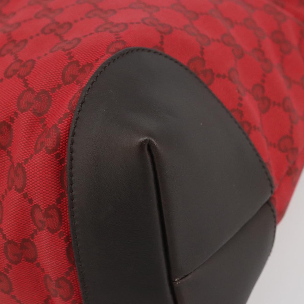 Gucci Original Zip Tote Gg Canvas With Leather Red Canvas Tote Bag Bag (Pre-Owned)