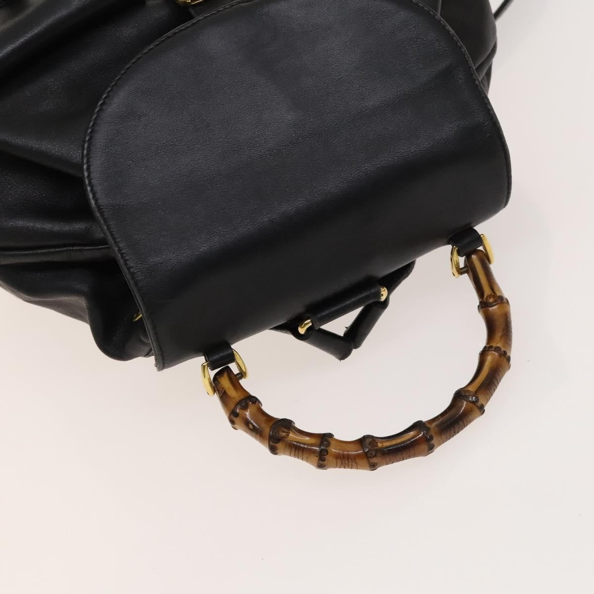 Gucci Vintage Bamboo Backpack Leather Black Leather Backpack Bag (Pre-Owned)