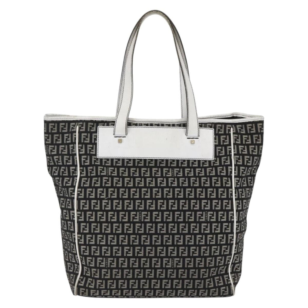 Fendi Zucca Tote Bag Canvas Black Canvas Tote Bag Bag (Pre-Owned)