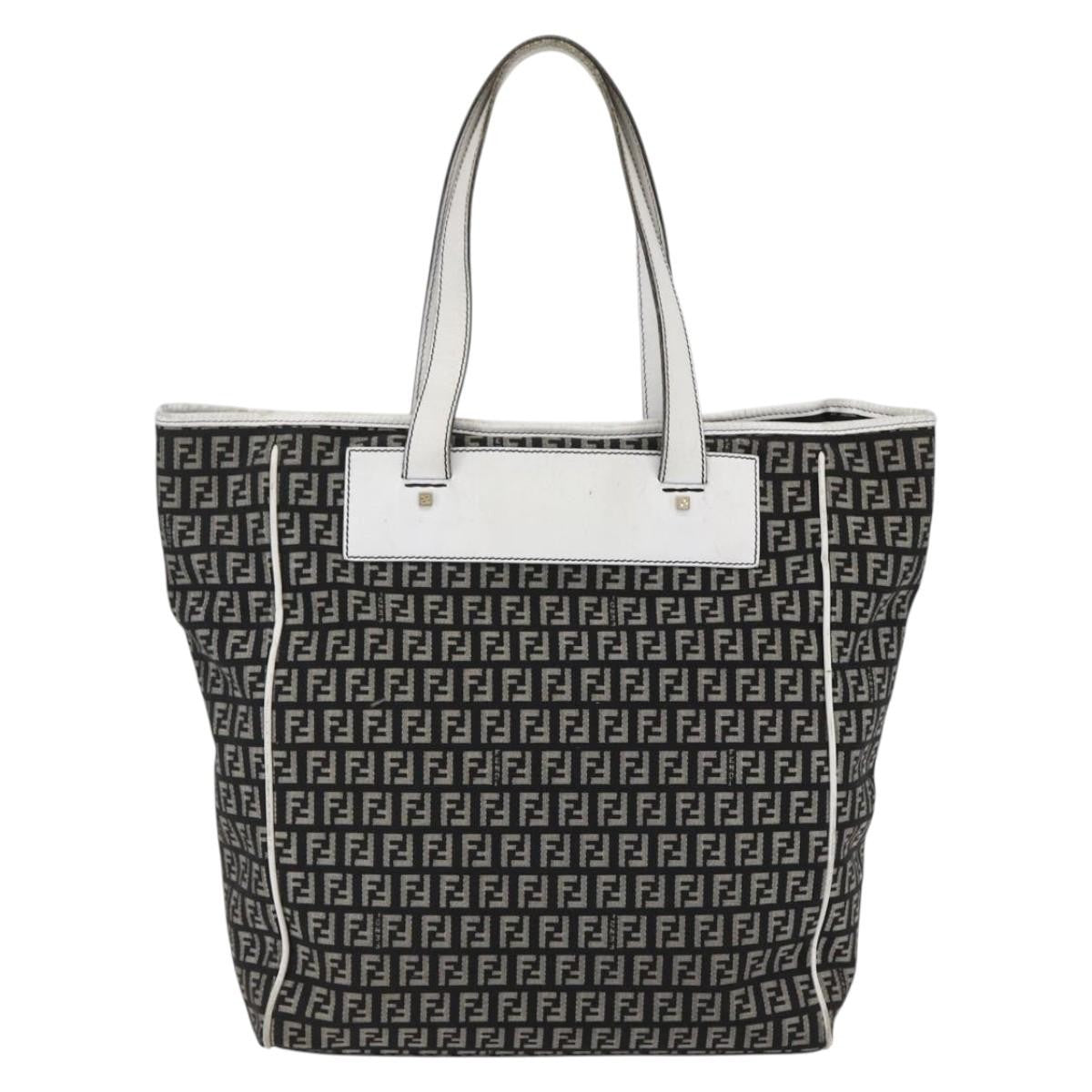 Fendi Zucca Tote Bag Canvas Black Canvas Tote Bag Bag (Pre-Owned)