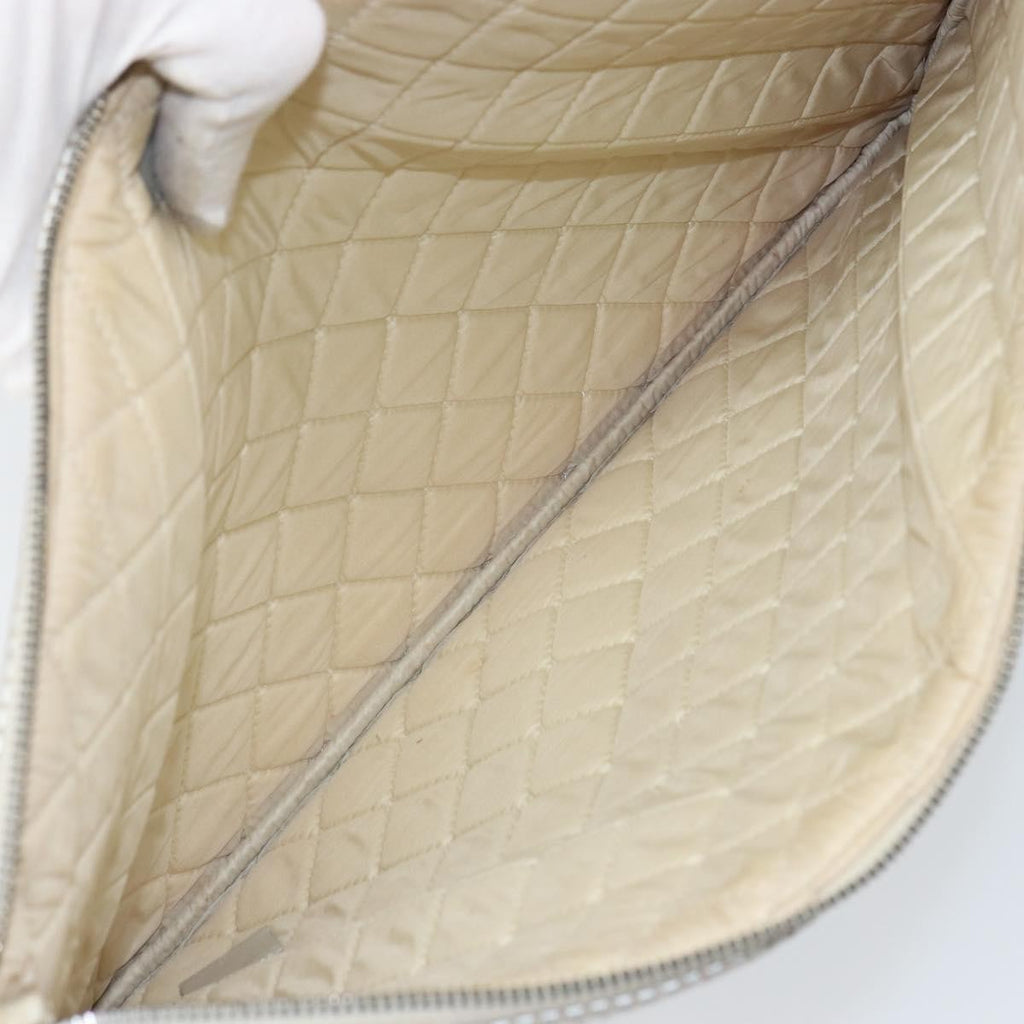 Chanel O Case Clutch Quilted Perforated Lambskin Silver Leather Clutche & Pouche Bag (Pre-Owned)