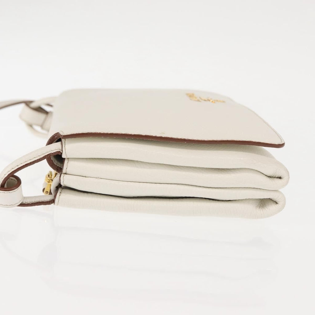 Prada Flap Crossbody Bag Vitello Daino White Leather Shoulder Bag Bag (Pre-Owned)