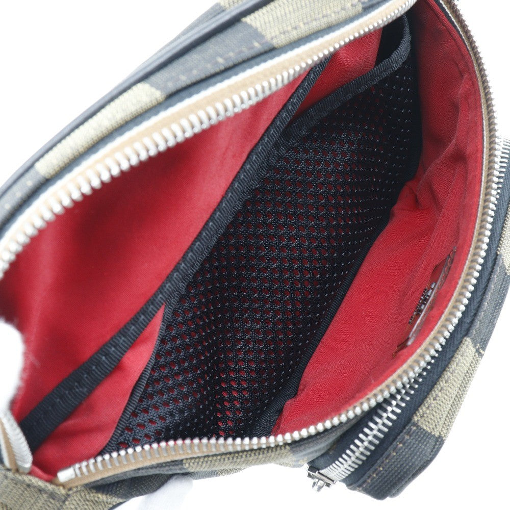 Fendi Front Pocket Waist Bag Pequin Canvas Brown Nylon Clutche & Pouche Bag (Pre-Owned)