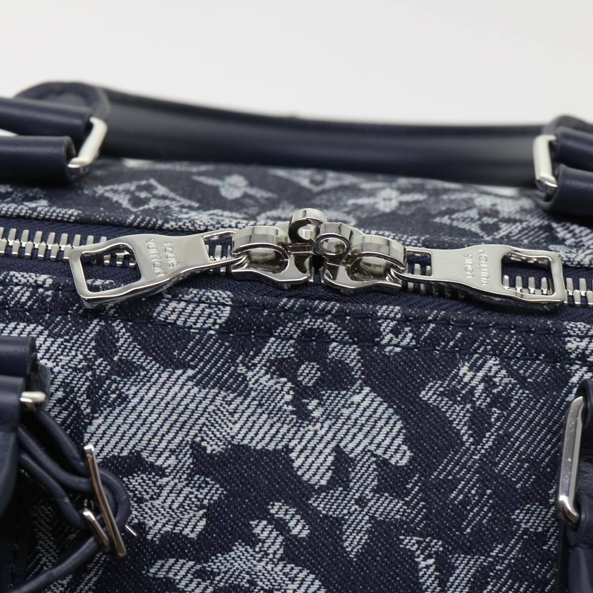 Louis Vuitton Keepall Bandouliere Bag Monogram Tapestry Canvas Navy Canvas Bag (Pre-Owned)
