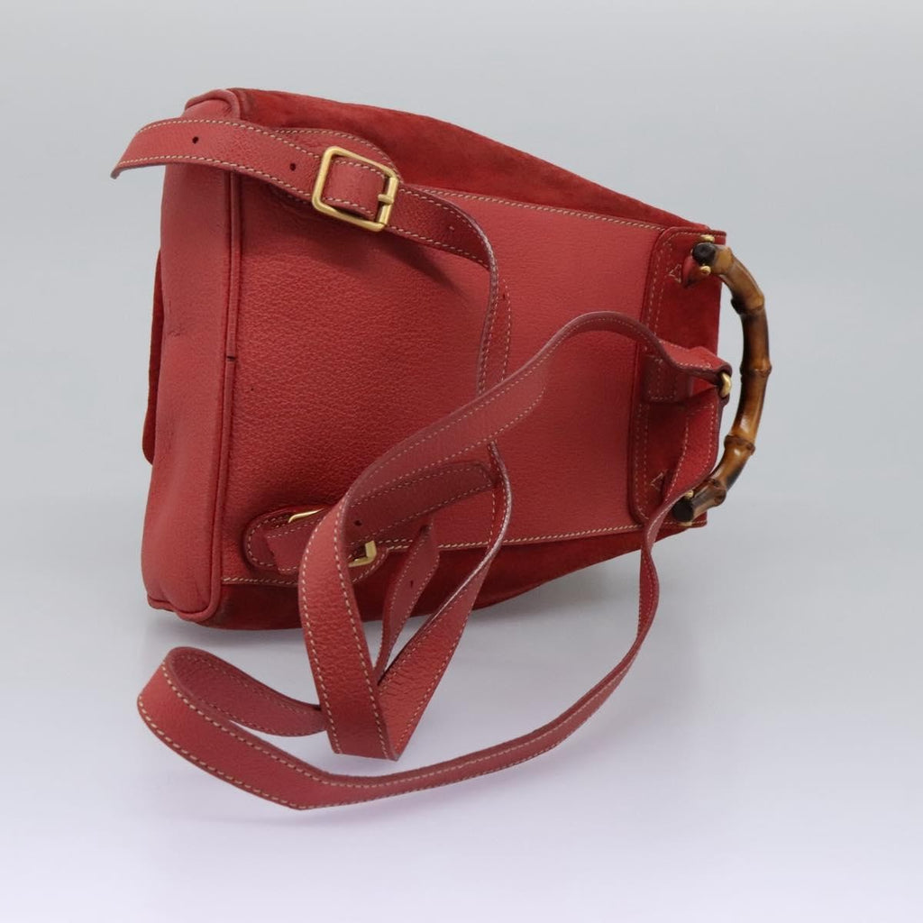 Gucci Gucci Bamboo Backpack Daim Red Suede Backpack Bag (Pre-Owned)