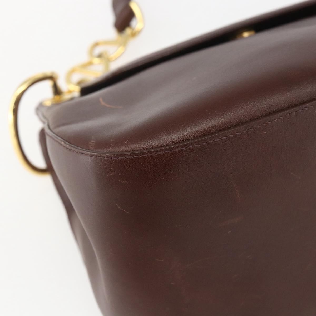 Prada Vintage Shoulder Bag Leather Brown Leather Shoulder Bag Bag (Pre-Owned)