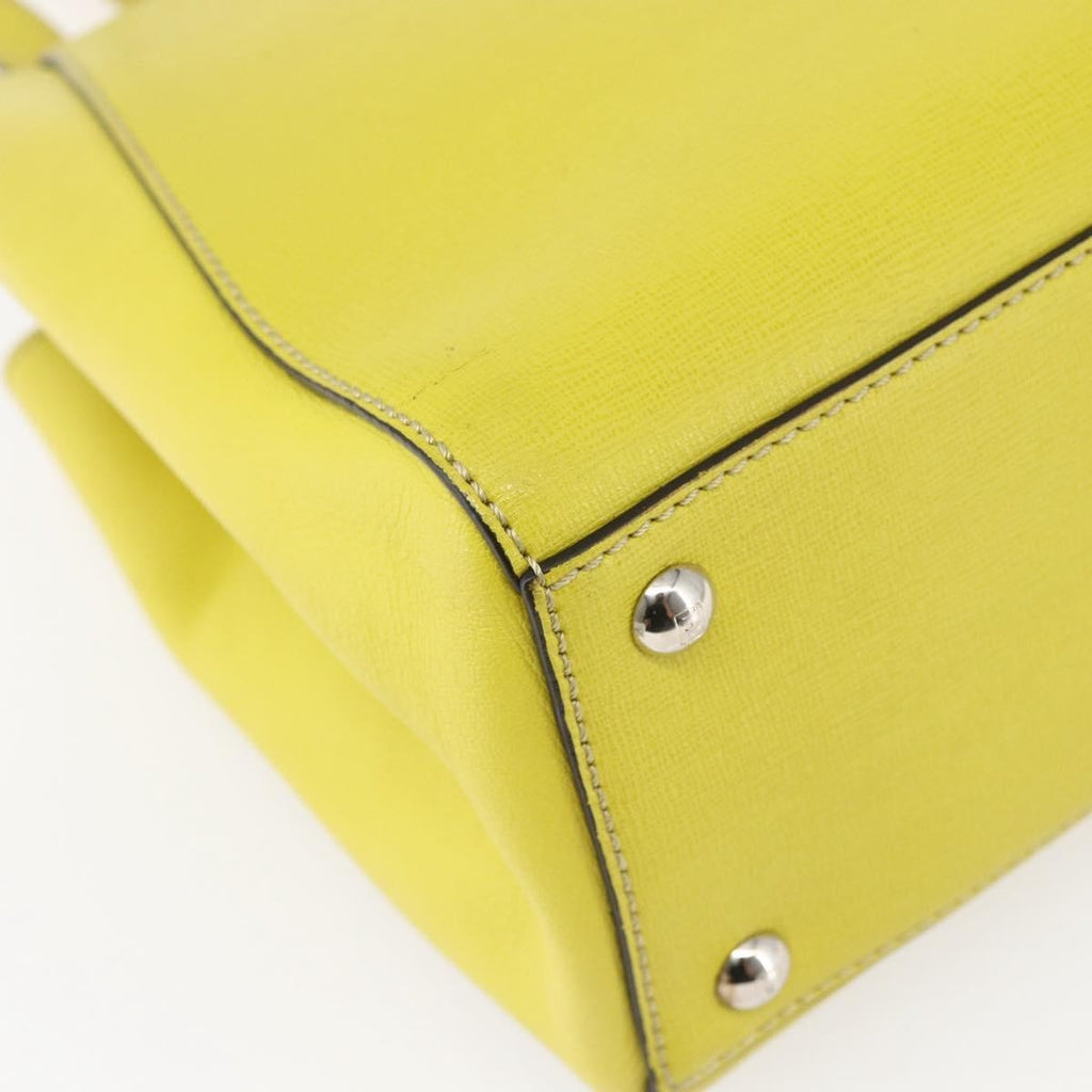 Fendi 2Jours Bag Leather Yellow Leather Handbag (Pre-Owned)