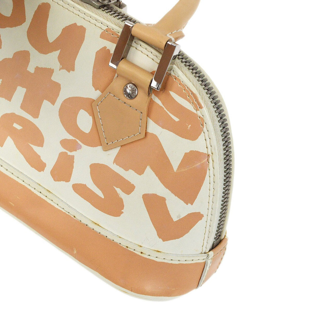Louis Vuitton Alma Handbag Limited Edition Graffiti Leather Beige Leather Handbag (Pre-Owned)
