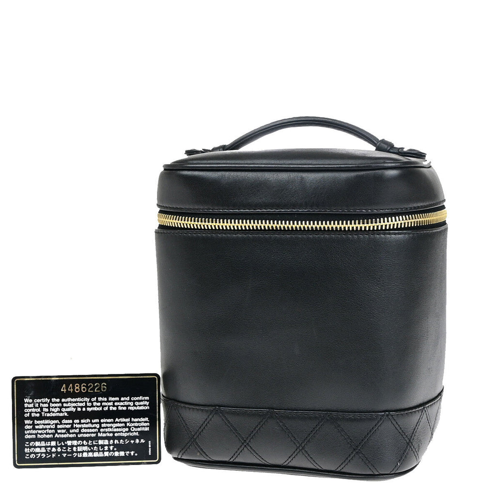 Chanel Vanity Pouch Leather Black Leather Bag (Pre-Owned)