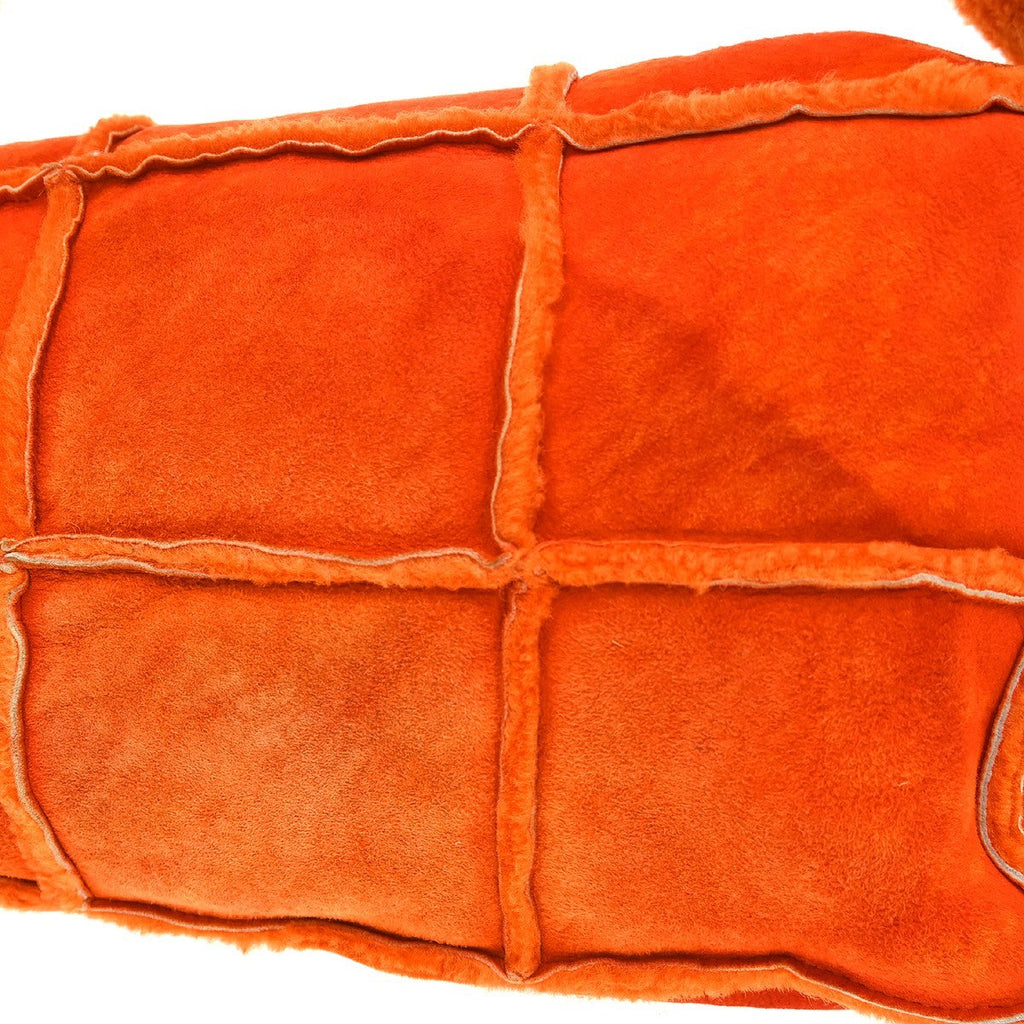 Chanel Flap Shoulder Bag Shearling And Suede Orange Fur Shoulder Bag Bag (Pre-Owned)