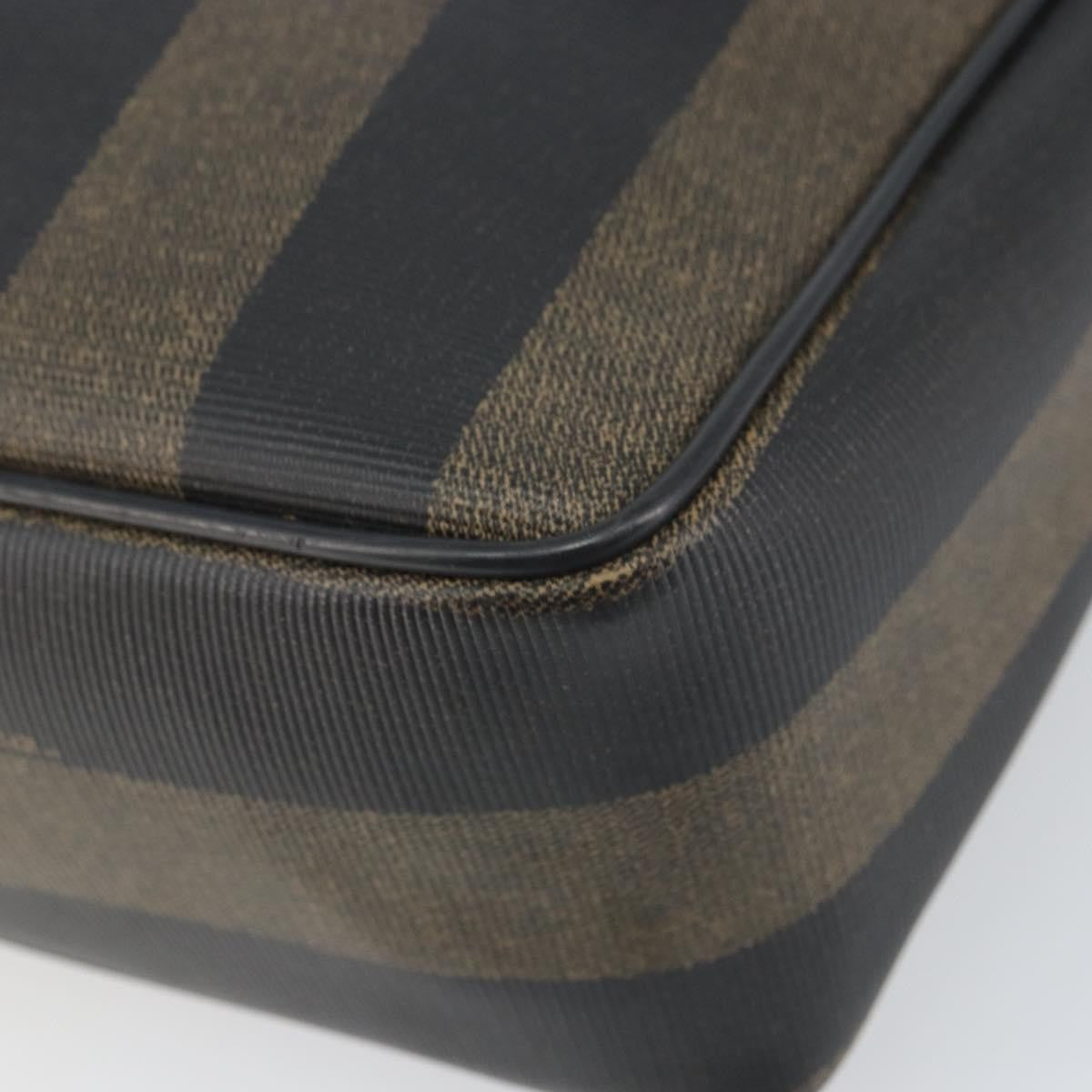 Fendi Vintage Pequin Shoulder Bag Pequin Brown Canvas Shoulder Bag Bag (Pre-Owned)