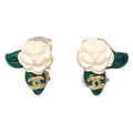 Chanel Vintage Cc Camellia Clip-On Earrings Metal Gold Gold_Plated Earrings Jewelry (Pre-Owned)