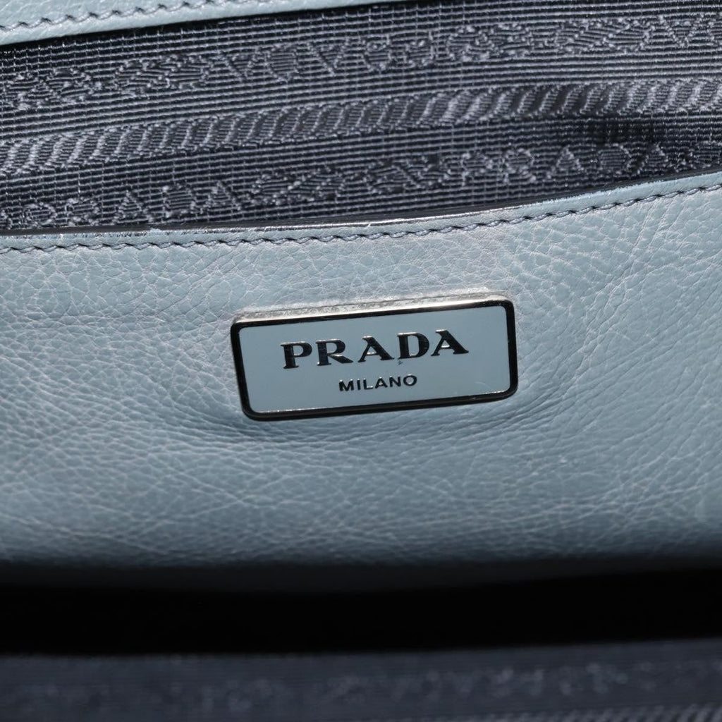 Prada Twin Pocket Lock Flap Tote Glace Calf Gray Leather Tote Bag Bag (Pre-Owned)